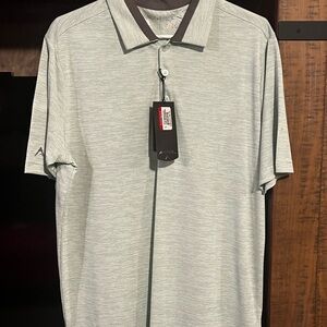 Antigua Men's Heather Mint Polo with Contrast Collar